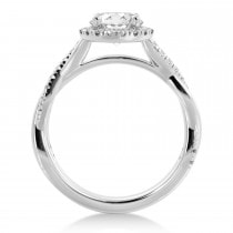 Twisted Diamond Halo Engagement Ring 14k White Gold (0.31ct)