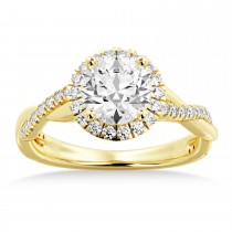 Twisted Lab Diamond Halo Engagement Ring 18k Yellow Gold (0.31ct)