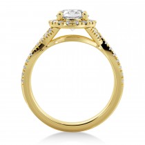 Twisted lab Diamond Halo Engagement Ring 14k Yellow Gold (0.47ct)