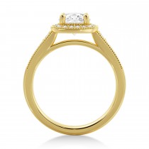Antique Style Diamond Halo Engagement Ring 18k Yellow Gold (0.24ct)