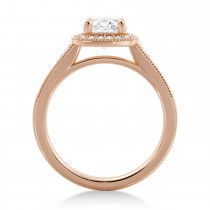 Antique Style Lab Diamond Halo Engagement Ring 14k Rose Gold (0.24ct)