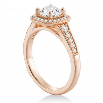Antique Style Lab Diamond Halo Engagement Ring 14k Rose Gold (0.24ct)