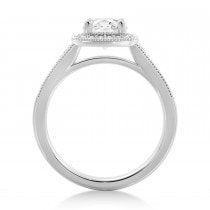 Antique Style Lab Diamond Halo Engagement Ring 18k White Gold (0.24ct)