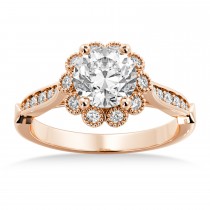 Tulip Diamond Halo Engagement Ring 14k Rose Gold (0.23ct)