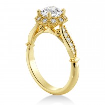 Tulip Diamond Halo Engagement Ring 14k Yellow Gold (0.23ct)