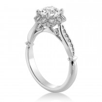 Tulip Lab Grown Diamond Halo Engagement Ring 14k White Gold (0.23ct)