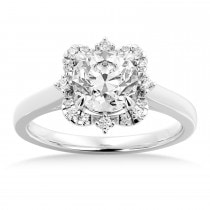 Lab Grown Reina Diamond Halo Engagement Ring 14k White Gold (0.11ct)