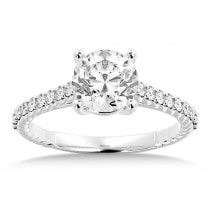 Rope Diamond Accented Engagement Ring 14k White Gold (0.23ct)
