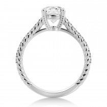 Rope Diamond Accented Engagement Ring 14k White Gold (0.23ct)