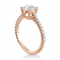 Lab Grown Rope Diamond Accented Engagement Ring 14k Rose Gold (0.23ct)