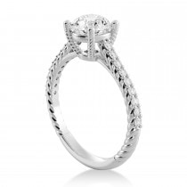 Lab Grown Rope Diamond Accented Engagement Ring 18k White Gold (0.23ct)