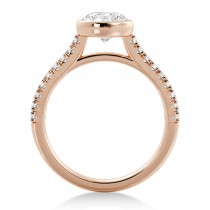 Lab Grown Bezel Set Diamond Accented Engagement Ring 14k Rose Gold (0.23ct)