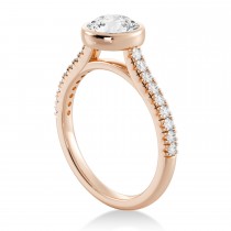 Lab Grown Bezel Set Diamond Accented Engagement Ring 14k Rose Gold (0.23ct)