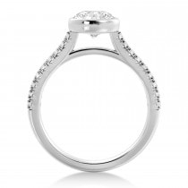Lab Grown Bezel Set Diamond Accented Engagement Ring 14k White Gold (0.23ct)