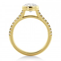Lab Grown Bezel Set Diamond Accented Engagement Ring 14k Yellow Gold (0.23ct)