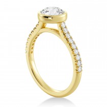 Lab Grown Bezel Set Diamond Accented Engagement Ring 14k Yellow Gold (0.23ct)