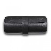 Rapport London Black Leather Three Watch Roll