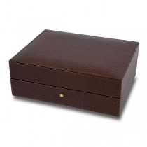 Rapport London Cufflink Box in Crocodile Patterned Brown Leather