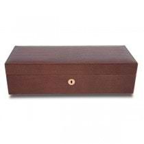 Rapport London Five Watch Box with Crocodile Pattern Brown Leather