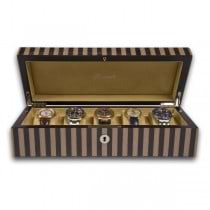 Rapport London Five Watch Box in Black and Tan Striped Wood