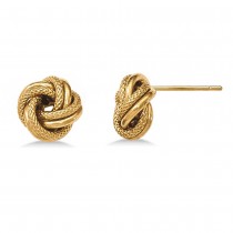 Double Row Textured Love Knot Stud Earrings 14k Yellow Gold