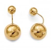 Front-Back Highly Polished Ball Stud Earrings 14k Yellow Gold