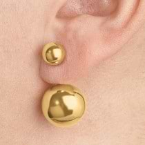 Front-Back Highly Polished Ball Stud Earrings 14k Yellow Gold