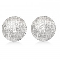 Polished & Textured Large Round Dome Earrings 14k White Gold