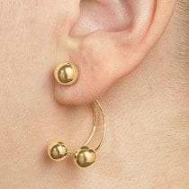 Polished Tri Ball Front-Back Fine Fashion Earrings 14k Yellow Gold