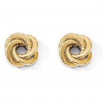 Double Row Textured Love Knot Post Earrings 14k Yellow Gold