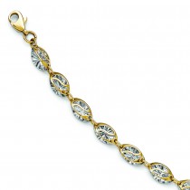 Polished & Diamond Shaped Ladies Illusion Bracelet 14k Two-Tone Gold