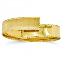 Polished & Satin Flexible Wide Cuff Bangle Bracelet 14k Yellow Gold