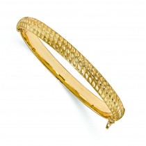 Textured-Finish 10mm Wide Hinged Bangle Bracelet 14k Yellow Gold