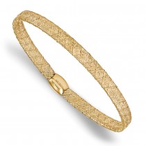 Fancy Mesh & Flexible Stretch Bangle Bracelet 14k Yellow Gold
