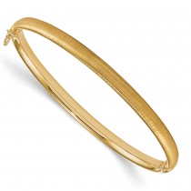 Satin Finished & Polished Hinged Bangle Bracelet 14k Yellow Gold