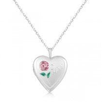 Hand Engraved Love Heart Locket Pendant Necklace Sterling Silver