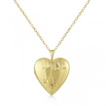 Heart Shaped Pendant Locket Necklace w/ Two Hearts Gold Vermeil