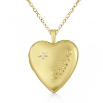 Gold Vermeil "Believe" Heart Diamond Locket Necklace (0.01ct)
