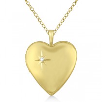 Gold Vermeil Heart-Shaped Diamond Star Locket Necklace (0.01ct.)