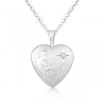 Sterling Silver "My Best Friend" Heart Diamond Necklace (0.01ct.)