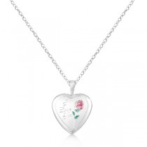 Heart Photo Locket Pendant w/ I Love You Engraving Sterling Silver