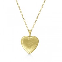 Heart Shaped Teddy Bear Engraved Pendant Locket Gold Vermeil