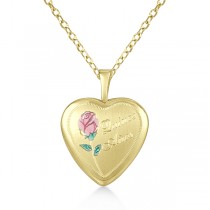 Hand Engraved Heart Shaped Quince Anos Locket Pendant Gold Vermeil