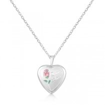 Hand Engraved Heart Shaped Quince Anos Locket Pendant Sterling Silver
