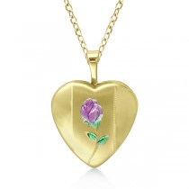 Heart Shaped Flower Design Pendant Locket Gold Vermeil