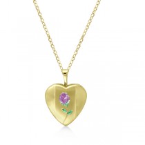 Heart Shaped Flower Design Pendant Locket Gold Vermeil