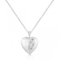 Photo Locket Pendant Necklace w/ Hearts Engraving Sterling Silver