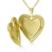 Heart Shaped Photo Locket Pendant Butterfly Engraving Gold Vermeil