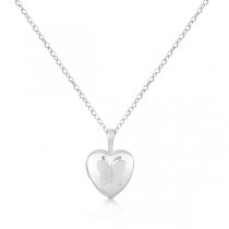 Heart Shaped Photo Locket Pendant Butterfly Engraving Sterling Silver