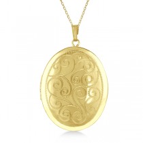 Vintage Oval Filigree Design Pendant Locket Necklace Gold Vermeil